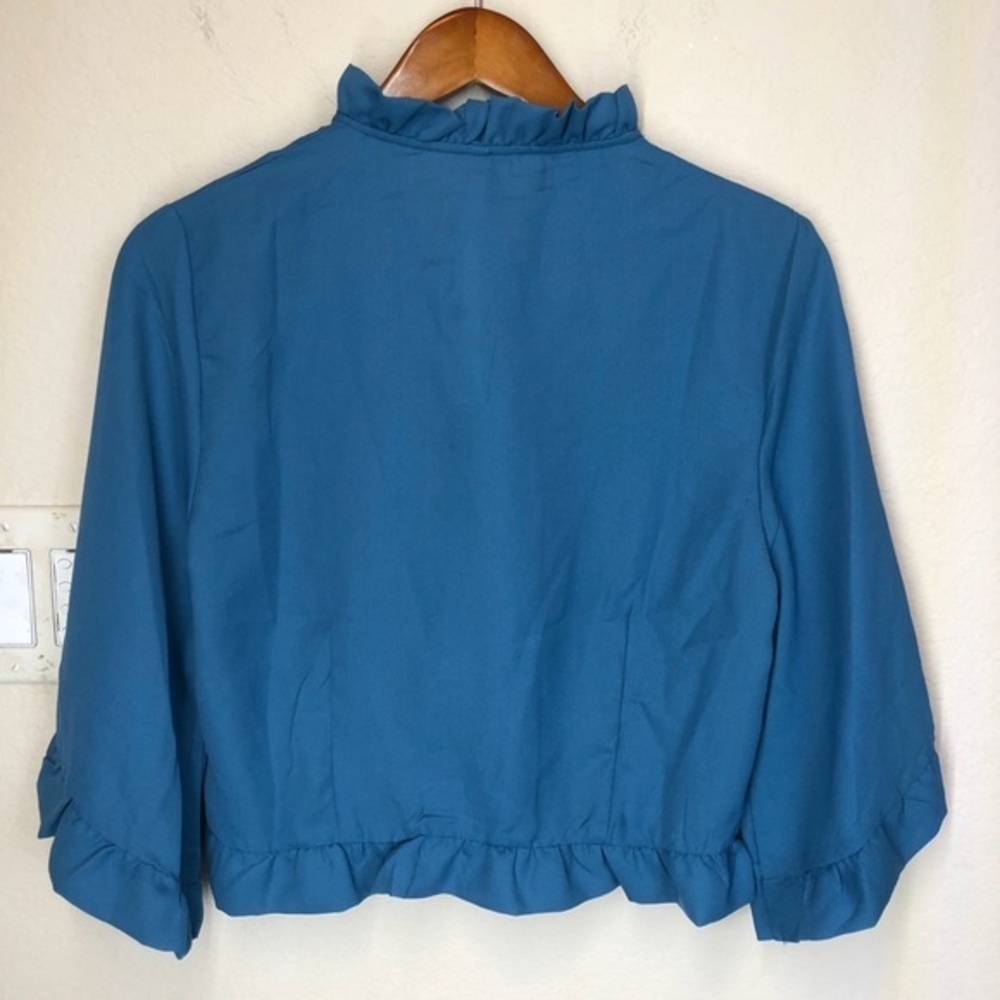 True Destiny Blue Ruffle Button Up Jacket - Picture 6 of 6